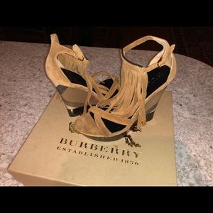 Authentic Burberry Suede Fringe Wedge Size 6 US
